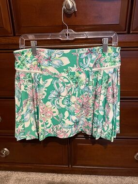 Lilly Pulitzer Mint Floral Circle Skirt with Pink and Cream Accents